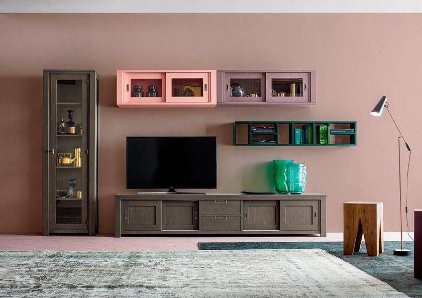 Devina Nais Модульная стенка для хранения из массива дерева с подставкой под телевизор sun-id-1417615 - Вид №6