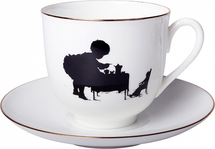 85409 Императорский фарфоровый завод Чашка с блюдцем "Силуэты. Чаепитие" "Ландыш" Фарфор костяной 