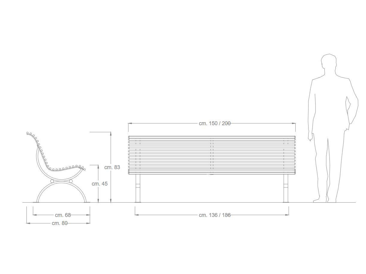 Металлическая прямая скамья со спинкой DIMCAR ARCH-00146884 - Вид №2