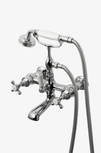 HGXT20 Настенный наполнитель для открытых ванн Highgate с ручным душем и металлическими поперечными ручками Waterworks