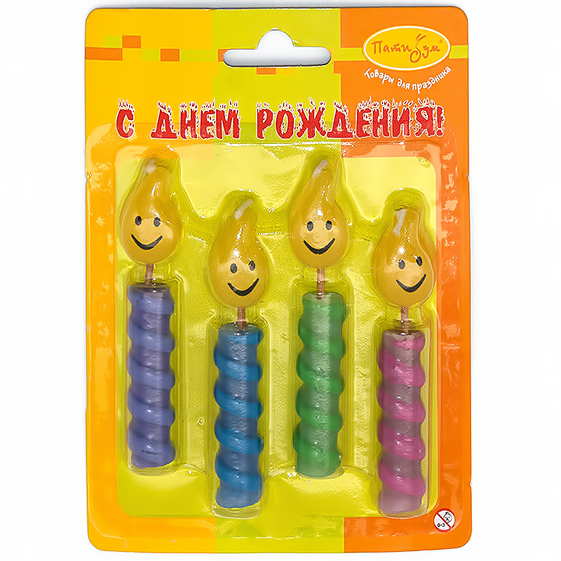 108566 Набор свечей для торта 1 см 4 шт. "Огоньки" 4 шт. 65-1106CT68 Патибум 