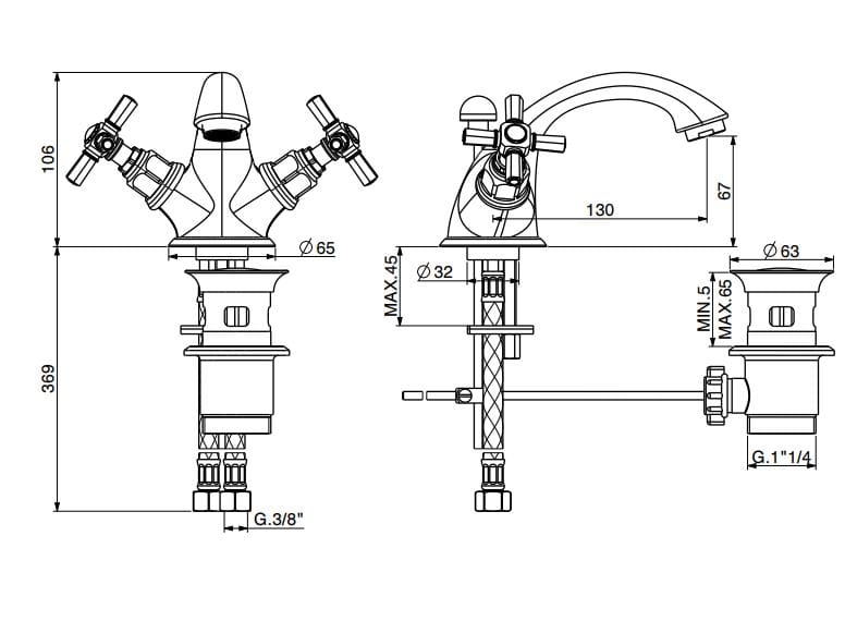 Смеситель для раковины с автоматическим сливом GATTONI TRD ARCH-00123155 - Вид №1