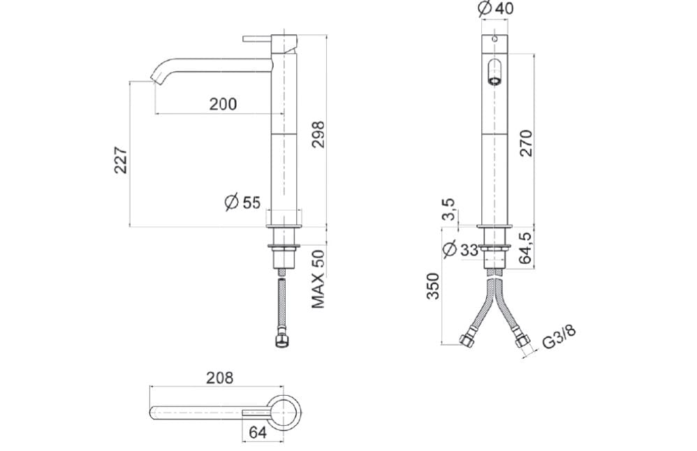 Однорычажный смеситель для раковины из нержавеющей стали Gaia Mobili Complements ARCH-00089725 - Вид №2