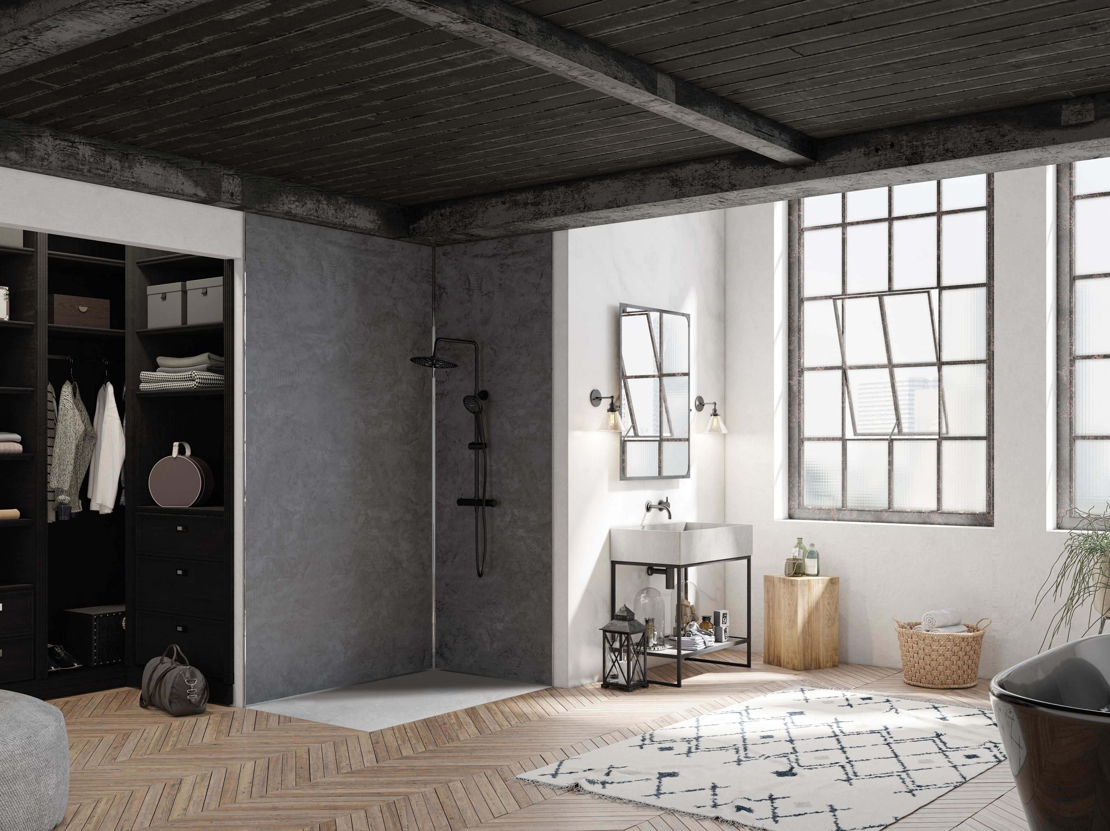 Ультратонкое алюминиевое покрытие с цементным эффектом Kinedo Kinewall ARCH-00049308