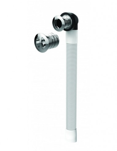 598600 001 00  Универсальный перелив для умывальника, подключаемый к розетке, без распорки, Д. 24 мм и Д. 30 мм, хромированная отделка Valentin Хром  - Вид №1