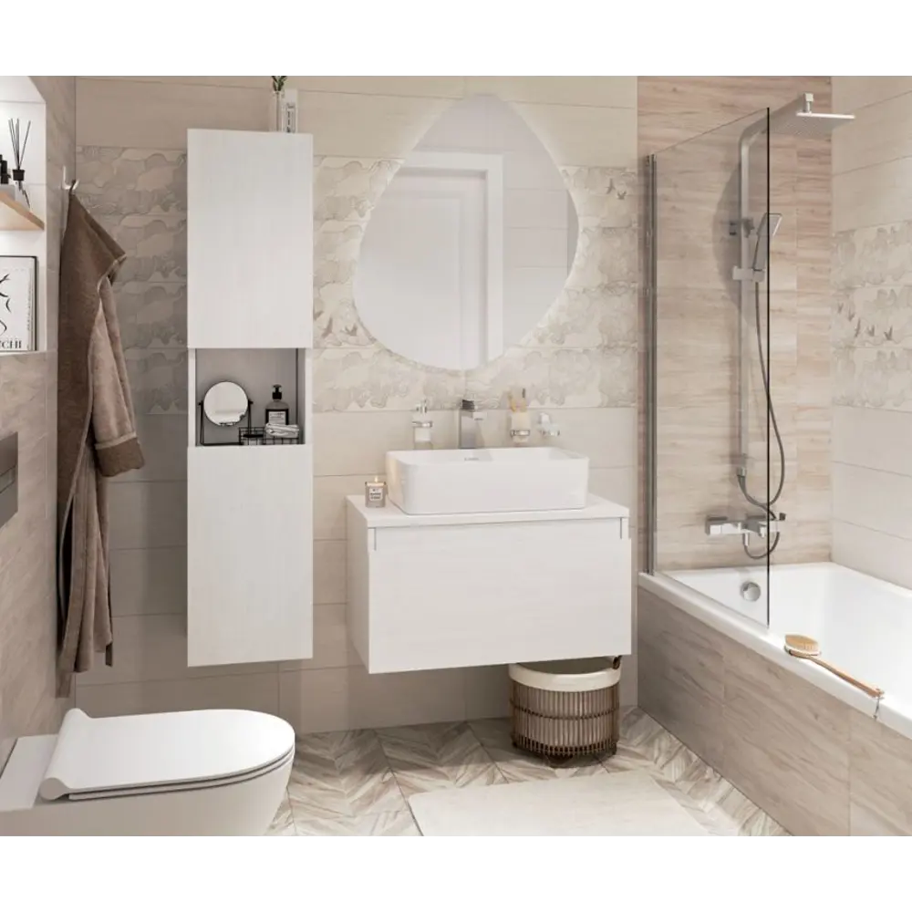 Ширма на ванну Sensea Essential поворотная 80x140 см прозрачное стекло профиль хром Без серии STLM-2068505 - Вид №6