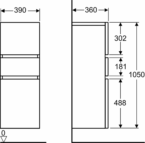 44768 IFO Renova Plan шкаф средней высоты с двумя дверцами и ящиком, глянцевый белый  - Вид №4