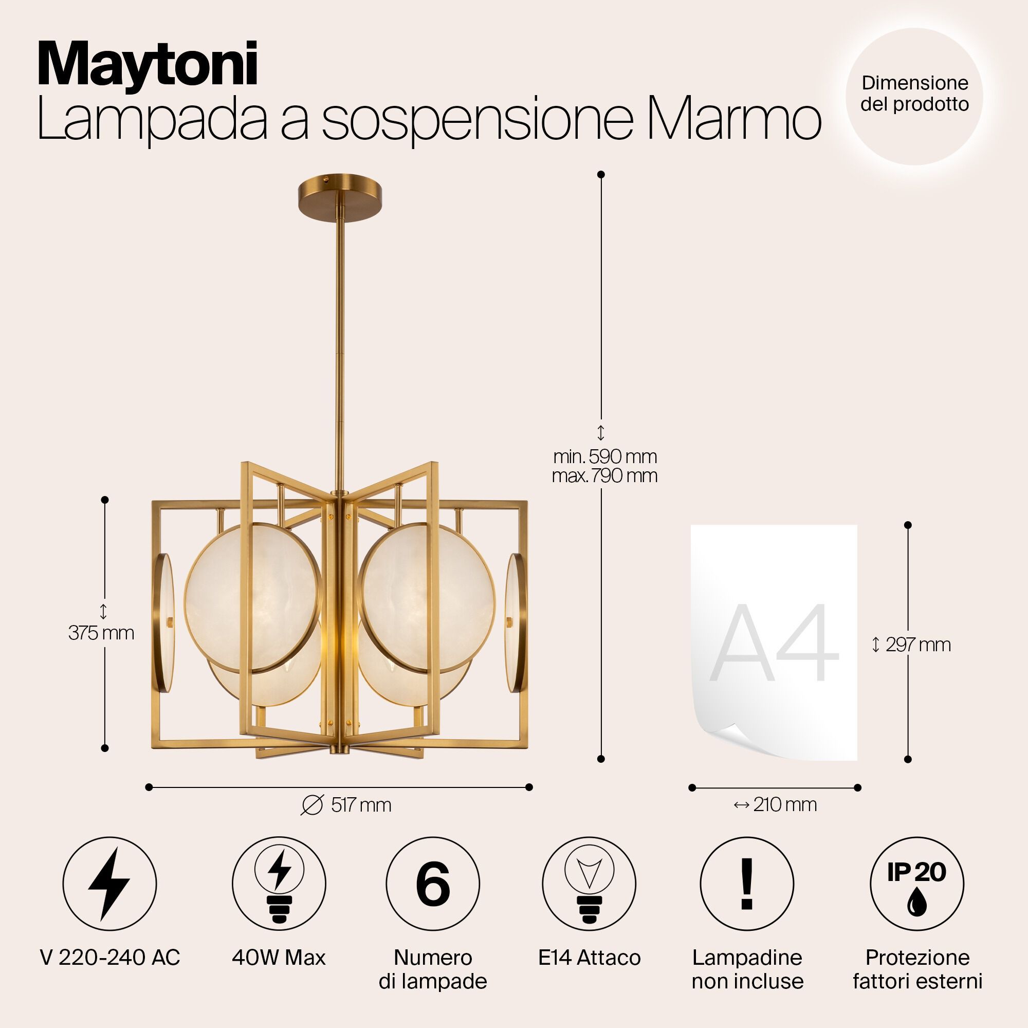 Металлический подвесной светильник Maytoni Marmo ARCH-00094981 - Вид №8