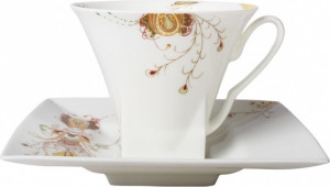 10547419 Императорский фарфоровый завод Чашка чайная с блюдцем "Жар-Птица" "Петрополь" Фарфор костяной