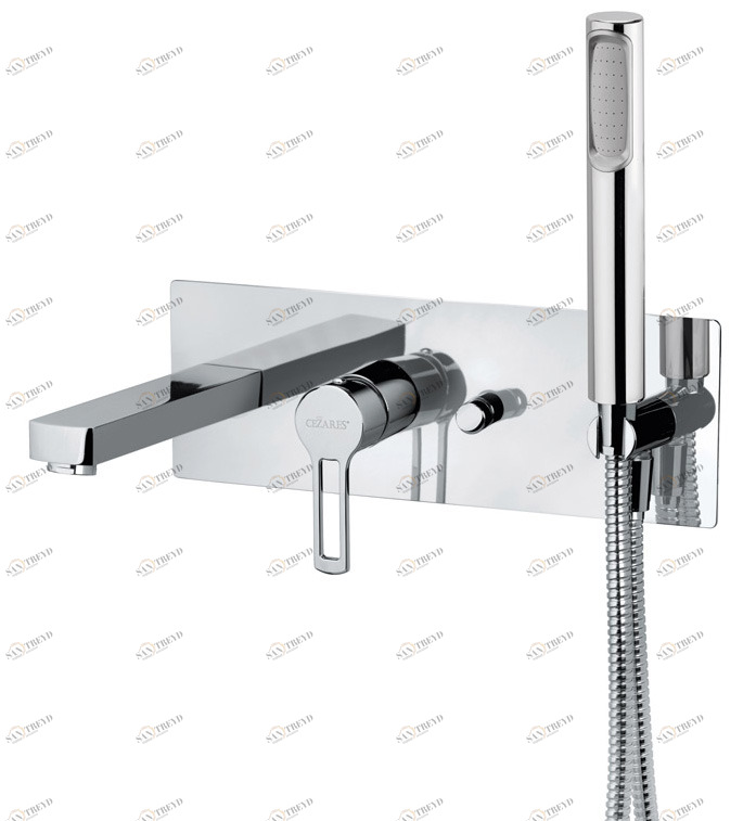Встраиваемый смеситель для ванны и душа однорычажный в комплекте с ручным душем FUOCO-VDM2-01 Cezares