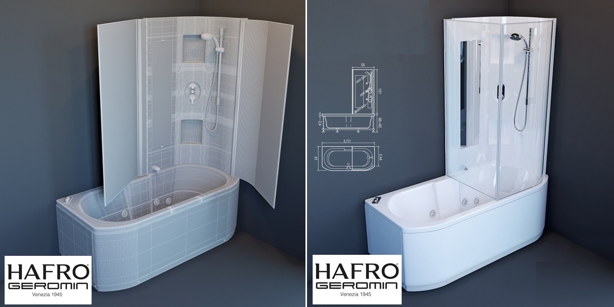 Ванна с душевой кабиной и аэромассажем Duo Box 170 см 3DUA1D5 Gruppo Geromin - Вид №1