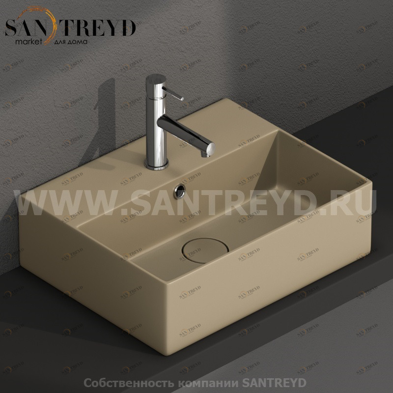 IN046PA Подвесная раковина настенная прямоугольная Ceramica Globo T-EDGE бежевая