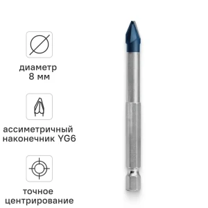 Сверло копьевидное по керамограниту Rage Furious HEX 5 мм