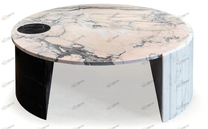 Mambo Unlimited Ideas Низкий круглый мраморный журнальный столик Helene sun-id-1375093