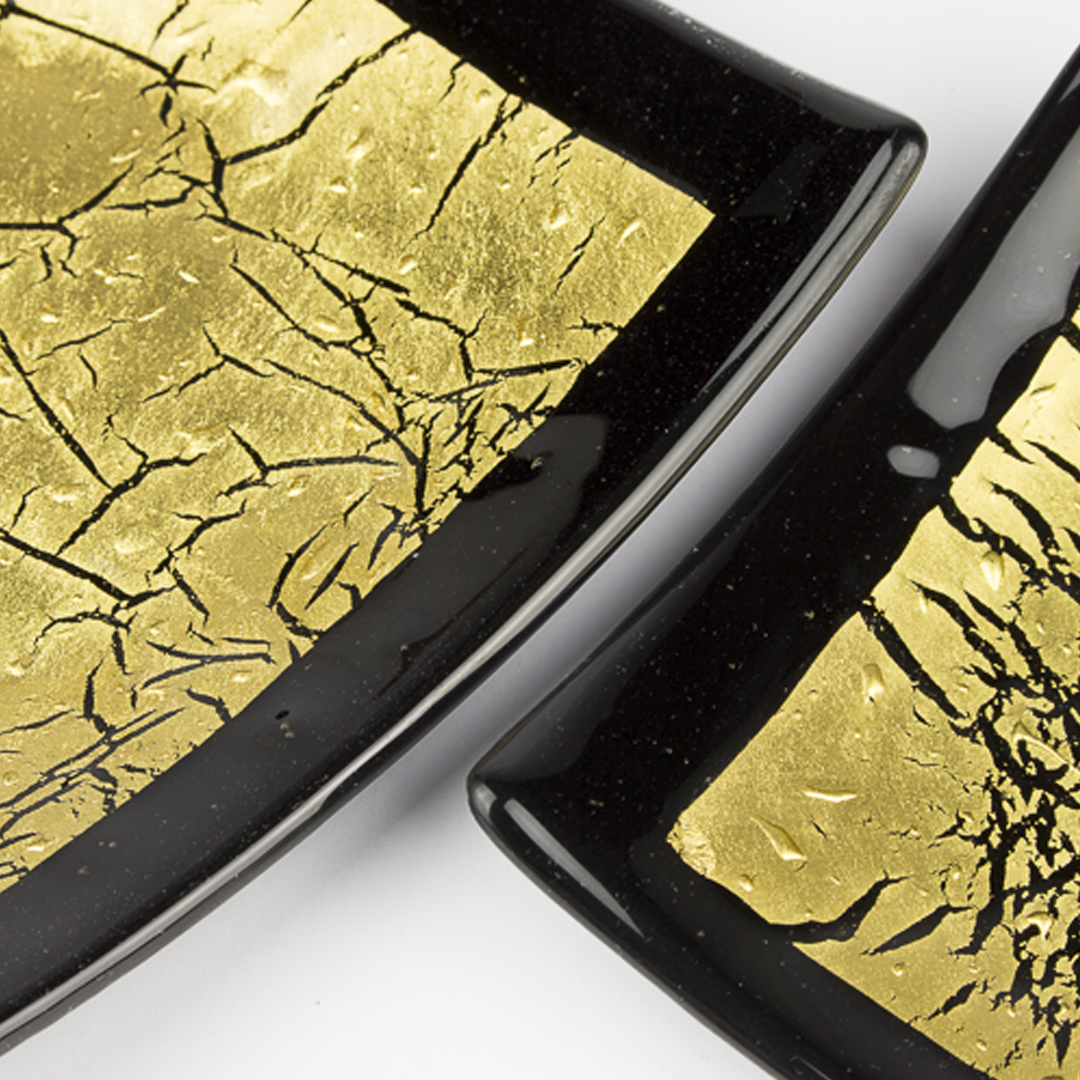 3041 ORIGINALMURANOGLASS Квадратное блюдце Redentore - чёрное - Original Murano Glass OMG 15 см  - Вид №1