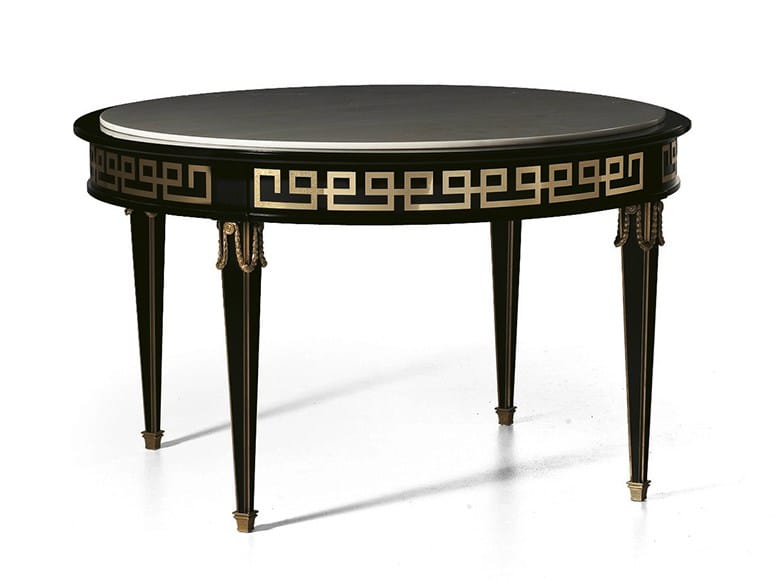 Круглый деревянный лакированный стол с мраморной столешницей OAK Галерея ARCH-00119996 - Вид №1