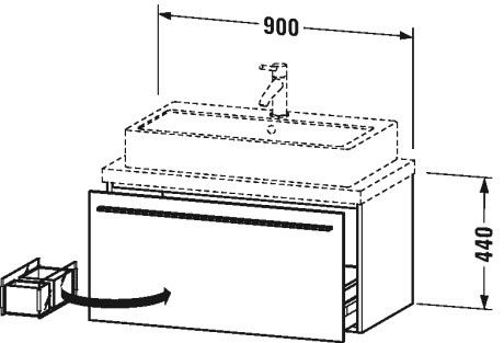 XL540305151 Тумбочка для компактной консоли X-Large #XL5403 900 x 478 мм Сосна коричневая, декор Duravit - Вид №1