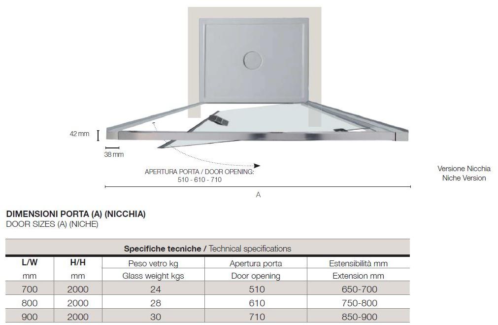 TAMANACO Хрустальная душевая ниша с распашной дверцей sun-id-1432438 - Вид №2