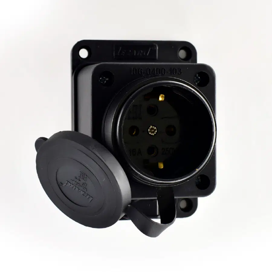 Розетка наружной уст. прямая с заглушкой 2Р+РЕ 1х16А 220-240V черный LEZARD 106-0400-0103 - Вид №9