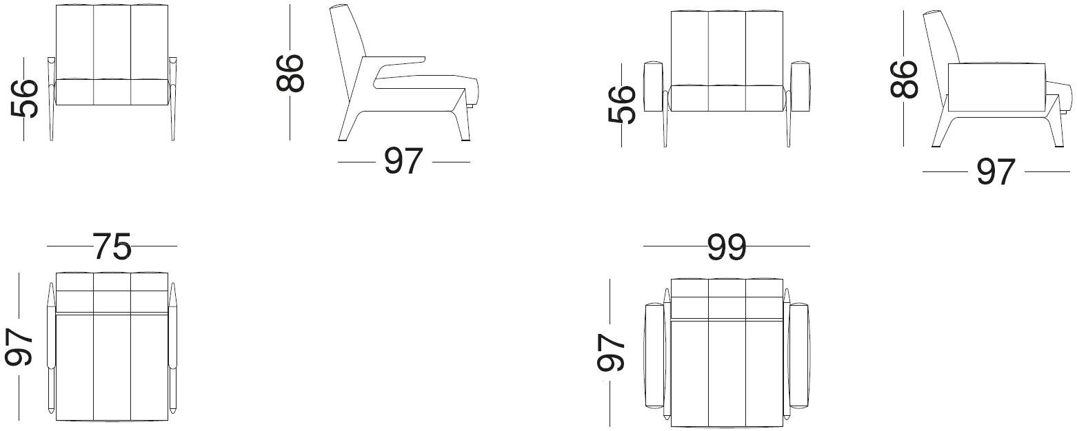 Vibieffe Кресло из кожи или ткани с подлокотниками 50 italo sun-id-1431448 - Вид №3