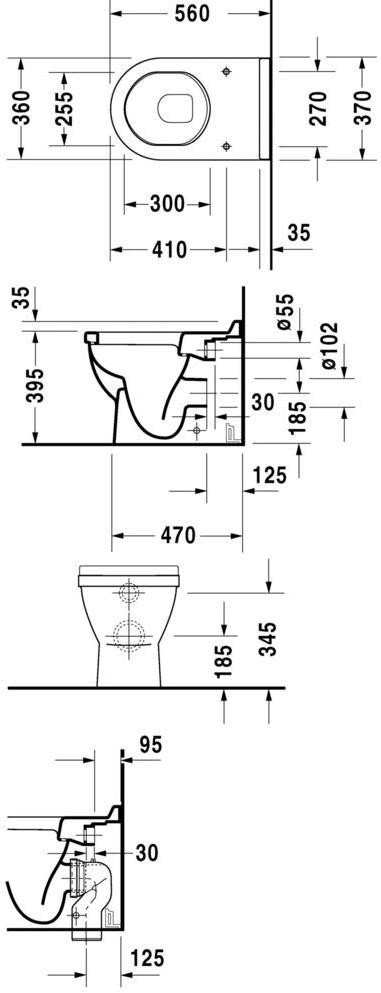012409 Приставной унитаз напольный Белый Duravit Starck 3 Германия - Вид №1