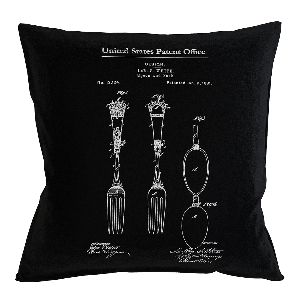 96521343 Арт-подушка «Патент на вилку и ложку» Object Desire 