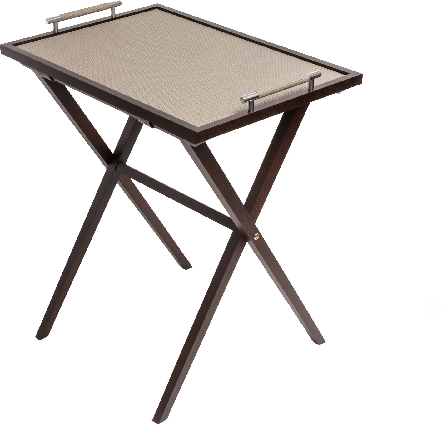 Стол складной Dedalo - 65X45XH68 см / ТЕМНО-КОРИЧНЕВЫЙ / плетеная кожа_верблюжьего цвета