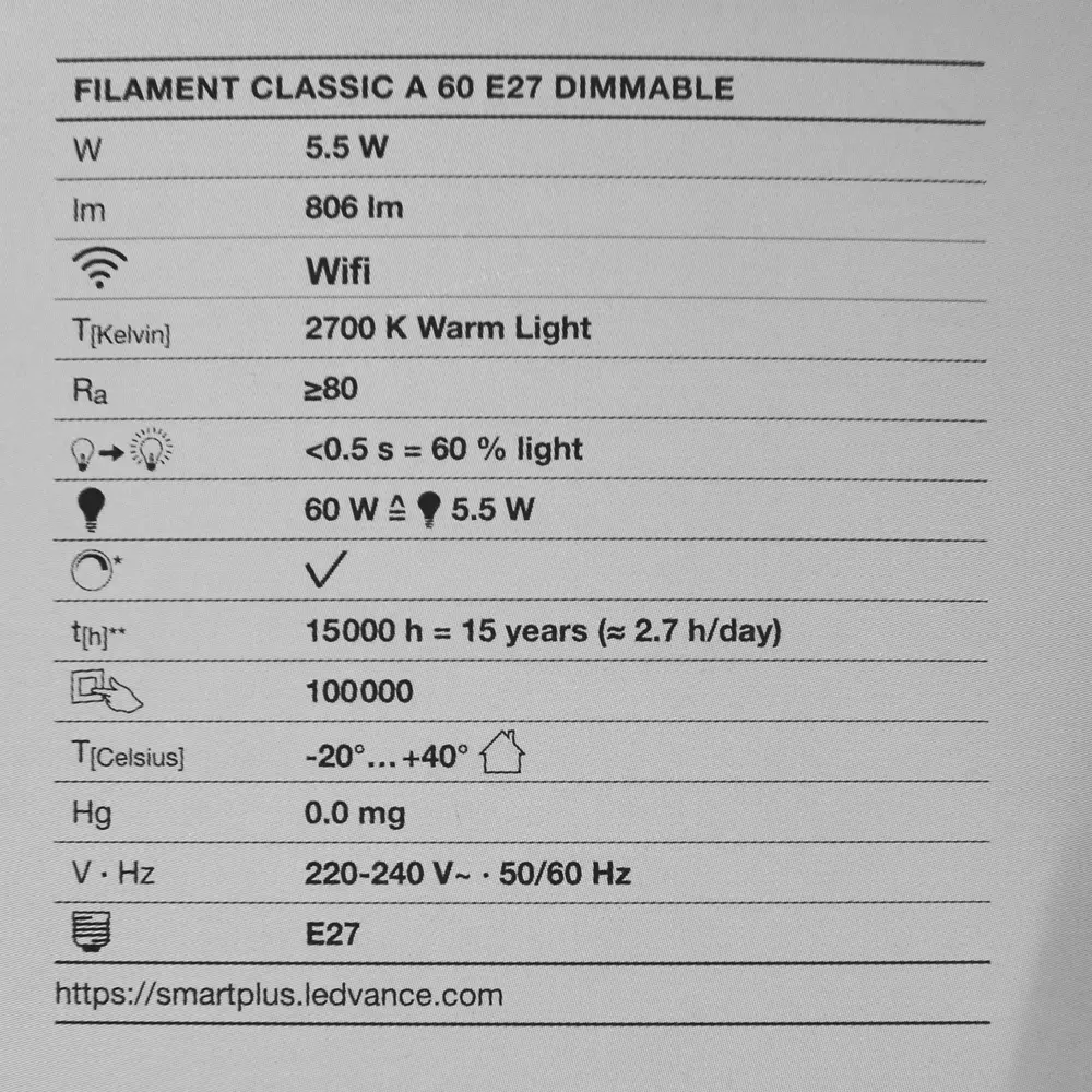 Лампа умная светодиодная Osram Smart Plus E27 220-240 В 5.5 Вт груша прозрачная 806 лм, теплый белый свет LEDVANCE STLM-2062540 - Вид №4