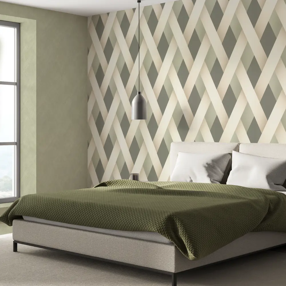 Обои флизелиновые Palitra Home Super зеленые с геометрическим рисунком 1.06 м 89436984 STLM-1582469 - Вид №6