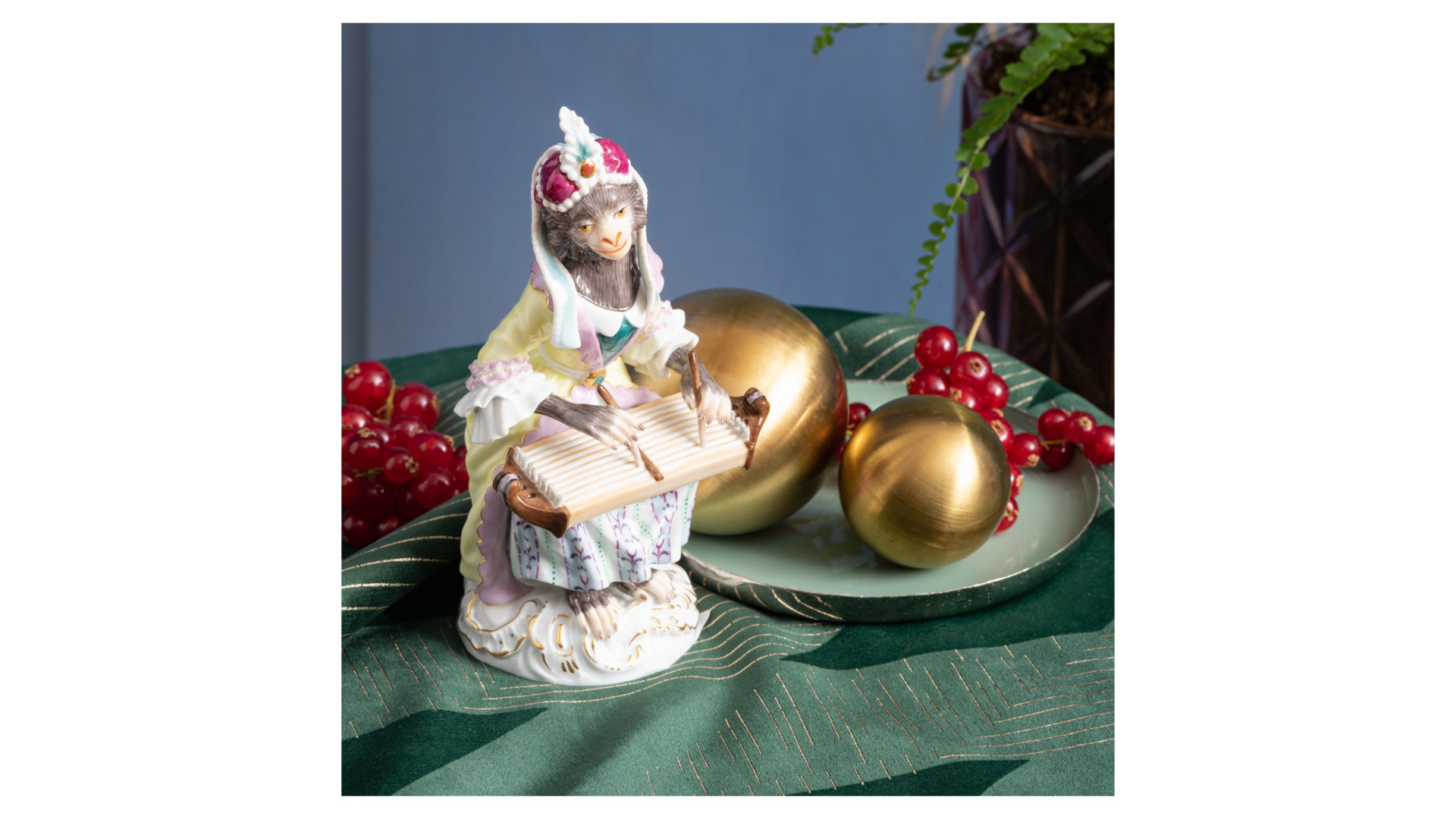 10645721 Meissen Фигурка Meissen "Обезьяний оркестр.Обезьянка с цитрой" 13,5см (лим.вып. 2020г. 310шт.) Фарфор, Керамика  - Вид №2