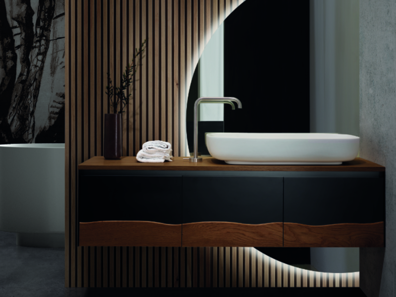 C375M2L50.101NC Тумба подвесная с 2 выдвижными ящиками A. e T. Italia TRACE Белый матовый - орех Каналетто Италия AeT ITALIA - Вид №2