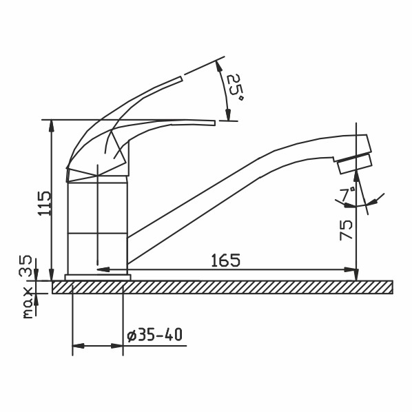 35-02/N Open  Смеситель для умывальника  ARGO kran 3502nopen - Вид №1
