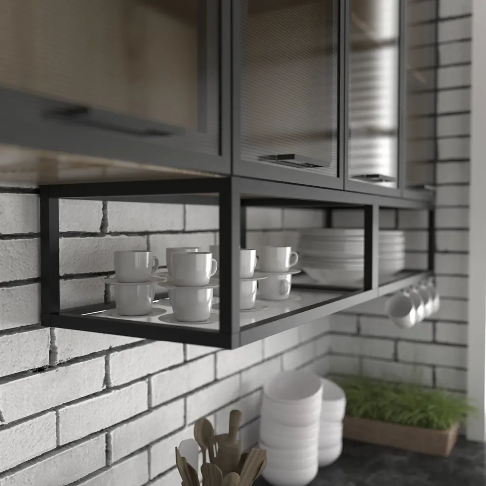 Полка-каркас для кухни 22х35х60 см, алюминий/стекло DELINIA STLM-2185197 - Вид №3