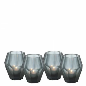 Подсвечник стеклянный синий 4 штуки Okhto S от Eichholtz EICHHOLTZ EICHHOLTZ 060316 Серый