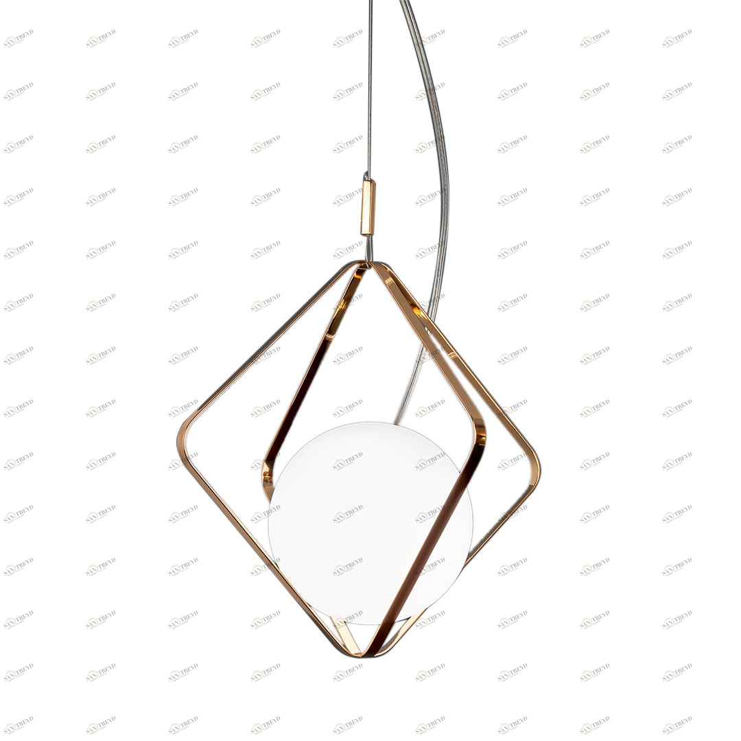 Люстра подвесная с белым плафоном золотистая Frezia Light 120145 FREZIA LIGHT ДИЗАЙНЕРСКИЕ 00-3953657 Белый;золото 