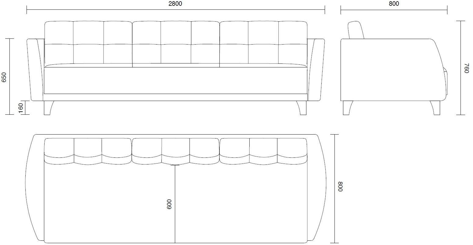 ALMA DESIGN 3-х местный тканевый диван Magenta sun-id-1364912 - Вид №4