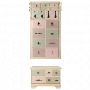 15004,11539 Настенная прихожая с обувницей Пандора 3 Айвори BOGACHO