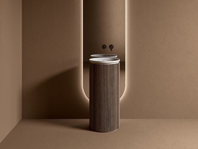 Отдельно стоящий круглый умывальник из мрамора Pietra Grey Inbani решетки ARCH-00034907 - Вид №5