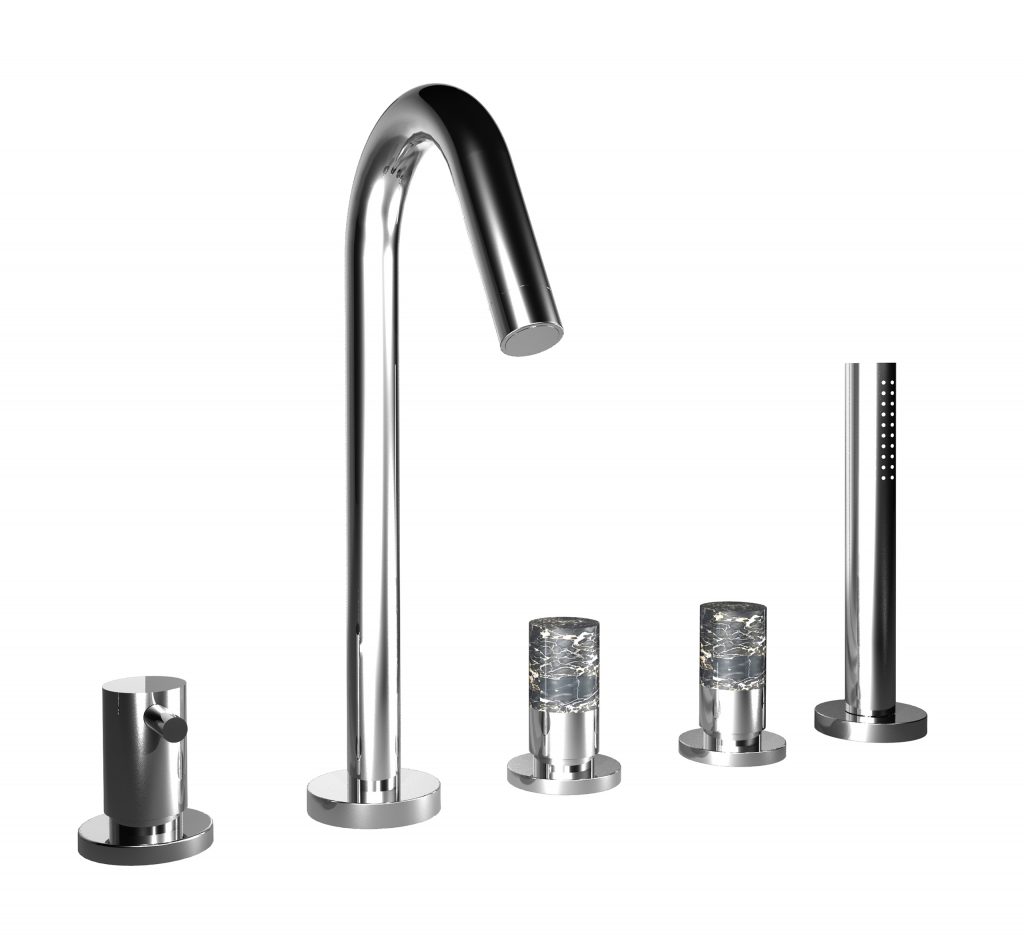 40531 / D Палубная ванна на пять отверстий и смеситель для душа с набором для душа. Bongio Aqua 40531/D