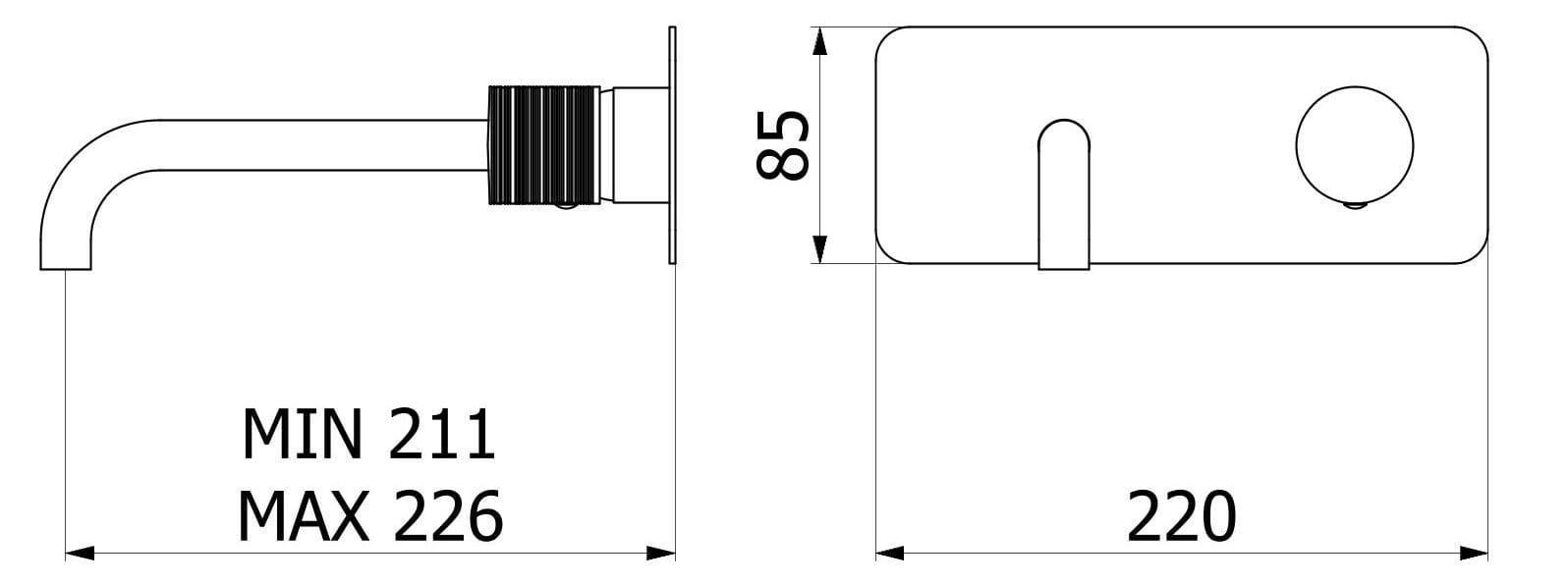 Настенный смеситель для раковины со сливом IB винил ARCH-00127794 - Вид №12
