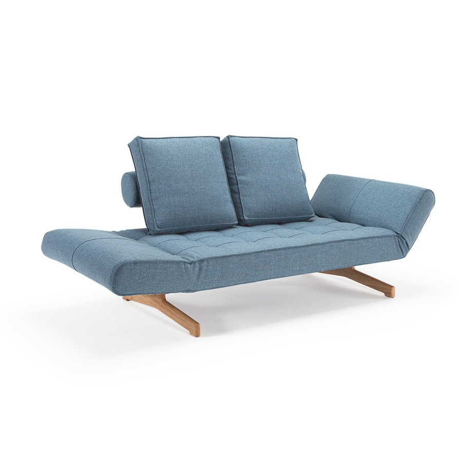 Диван Ghia с ножками из лакированного дуба и черной рамой, голубой Innovation Living GHIA525 - Вид №2