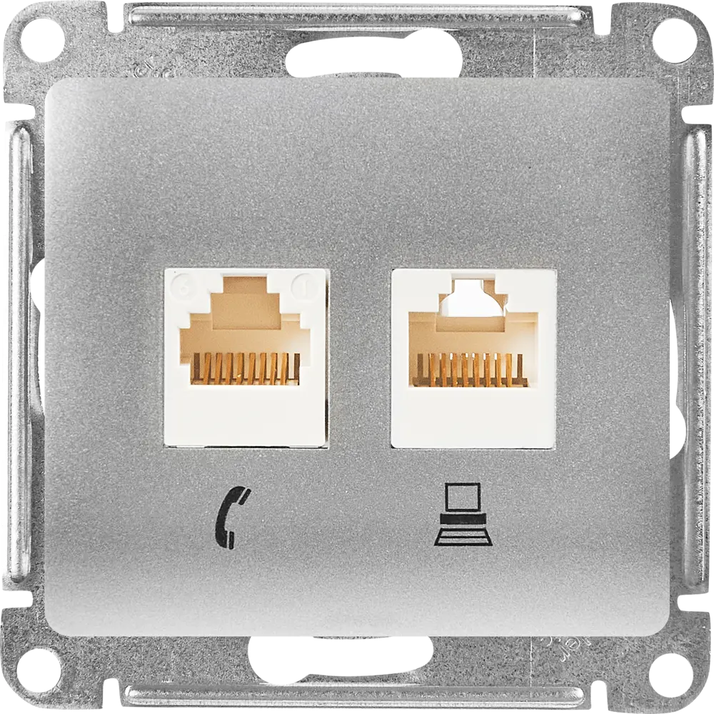 Розетка телекоммуникационная Schneider Electric Glossa для интернета и телефона 86710156 STLM-0070777