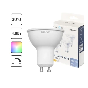 Набор умных ламп светодиодных Yeelight GU10 200-240В 5Вт спот прозрачная 350лм регулируемый цвет света RGBW для диммера 4 шт