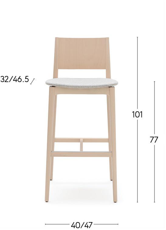 Billiani Табурет из бука с мягким сиденьем Blazer 233 - Вид №2