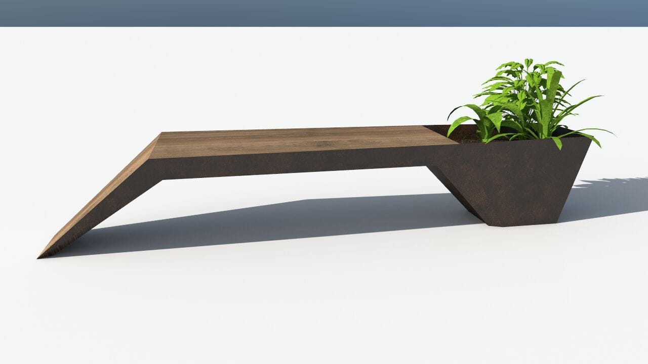 Скамейка из дерева и листового металла со встроенной плантатором без спинки CITYSì URBAN ARCH-00044158 - Вид №24