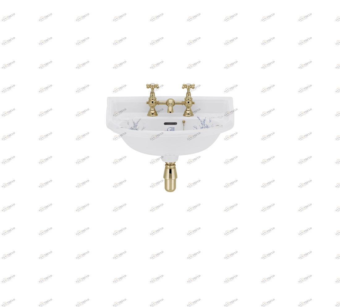 Gentry Home Таз большой белый Victorian Синий узор GH102300