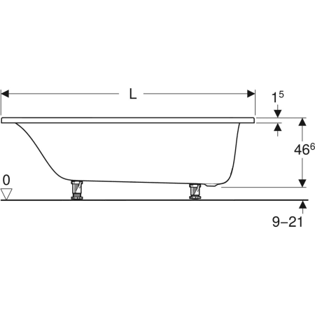 554.121.01.1 Прямоугольная ванна Geberit Tawa, тонкое исполнение, с ножками Geberit  - Вид №3