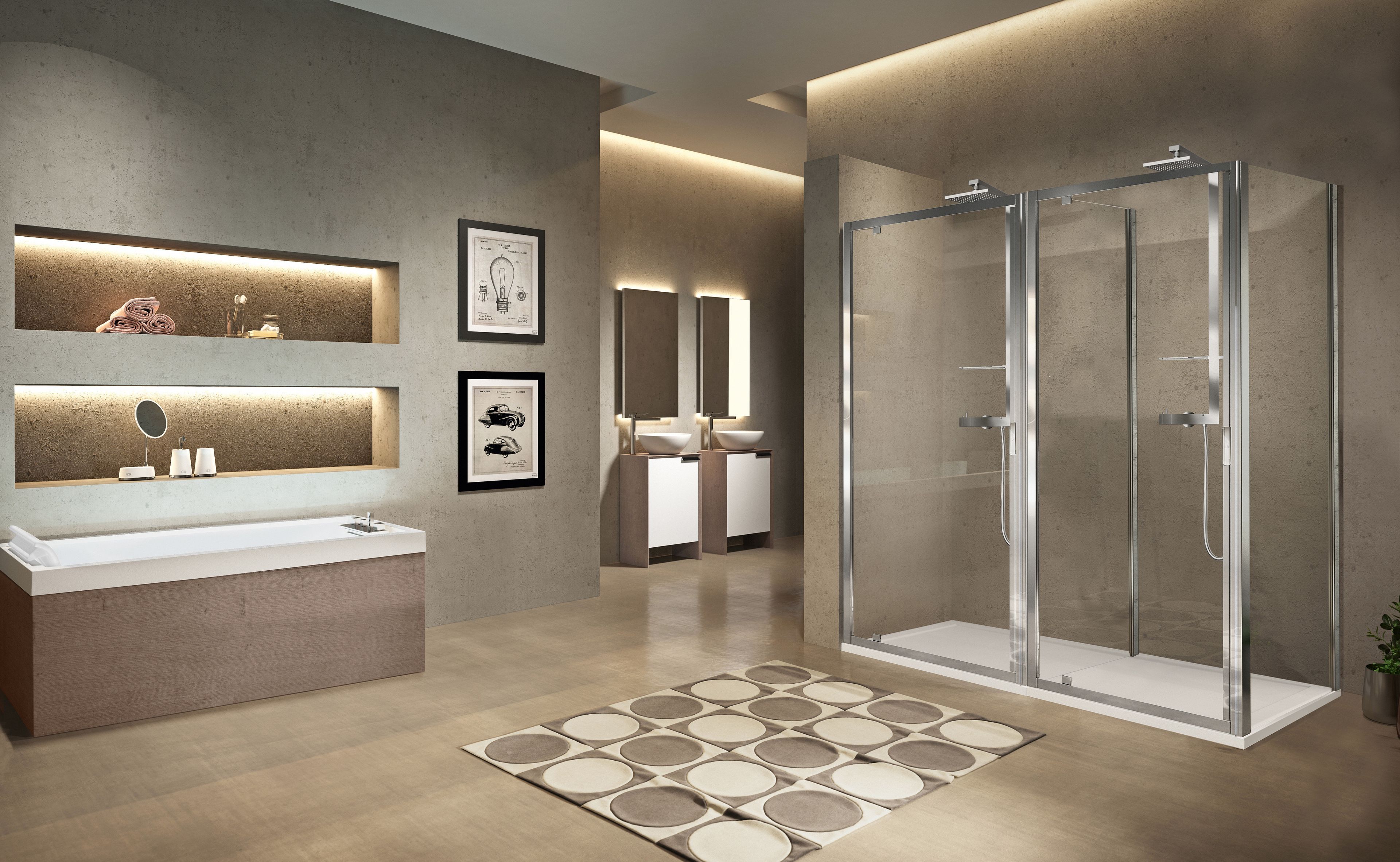 Профиль угловой душевой кабины с распашной дверью Novellini Lunes ARCH-00068967 - Вид №7