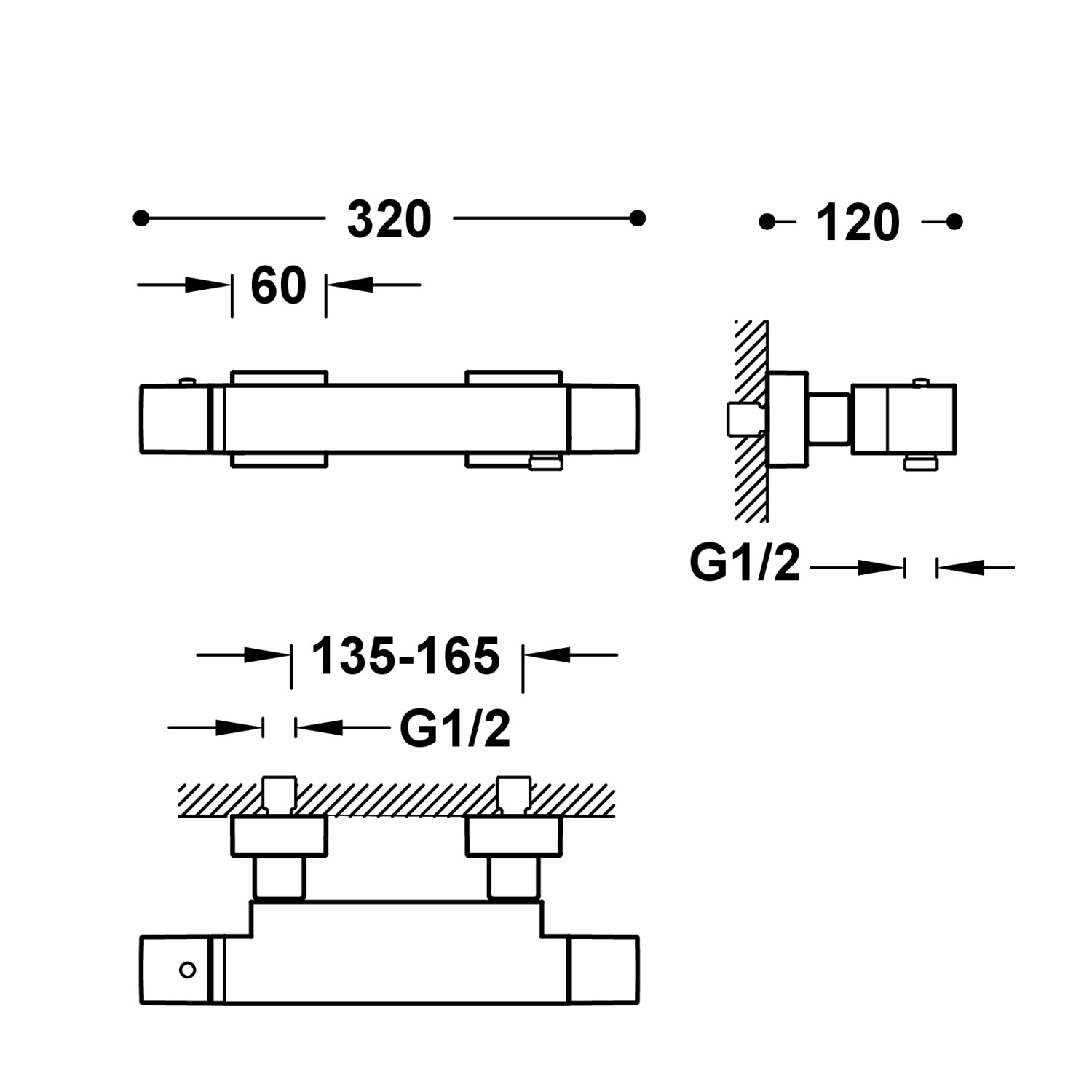 Настенный термостатический смеситель для душа TRESMOSTATIC-20216409 TRES Thermostatic - Вид №1