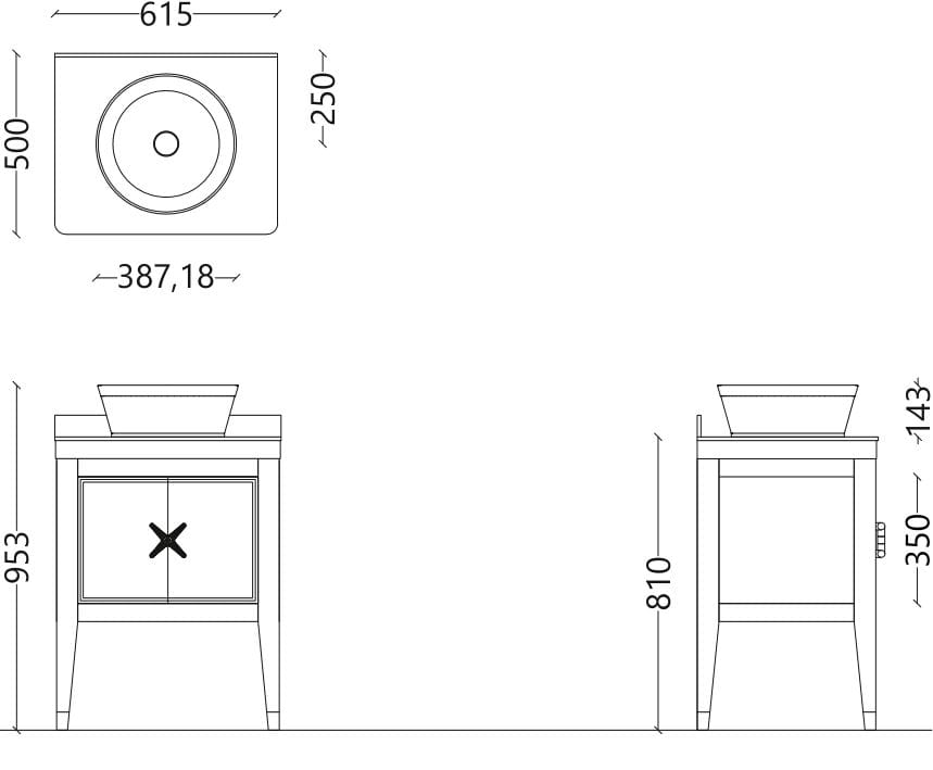 Деревянный напольный шкаф с одной раковиной с дверцами Park Avenue BRAD 2 ARCH-00124643 - Вид №2